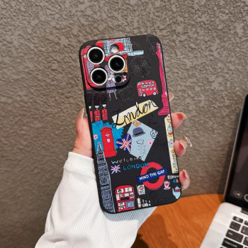 Калъф силикон Art Black London за iPhone 15 6.1 / Черен /
