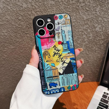 Калъф силикон Art Black New York за iPhone 15 Pro 6.1 / Черен /